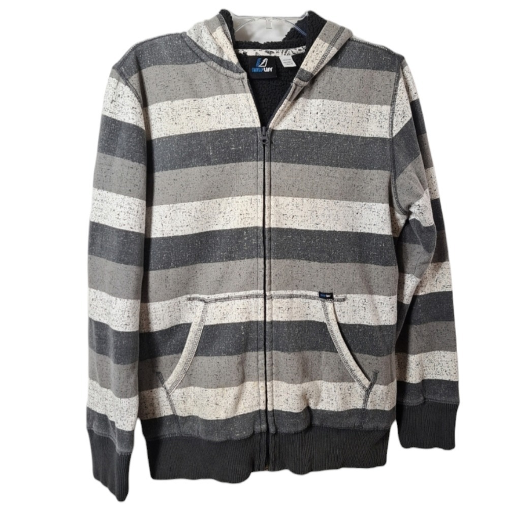 Amplify Teenager Grey, Black,‎ White Hooded Zip Up Jacket Size L/G 14-16